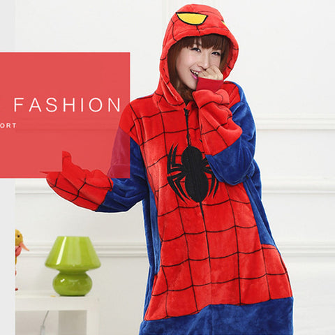 Spiderman Flannel Cartoon Cosplay Costume Winter Onesie