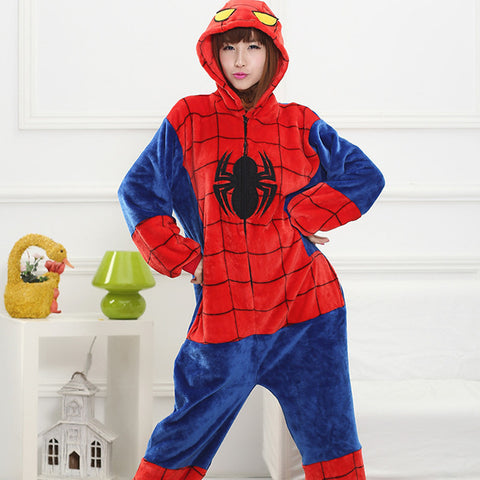 Spiderman Flannel Cartoon Cosplay Costume Winter Onesie